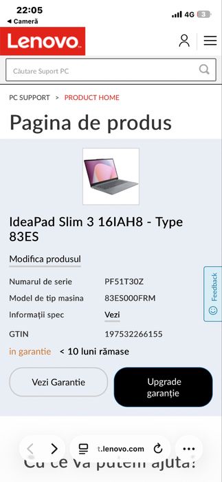 Vand Laptop Lenovo IdeaPad Slim 3 (83ES) Intel ICoreI5 12450H