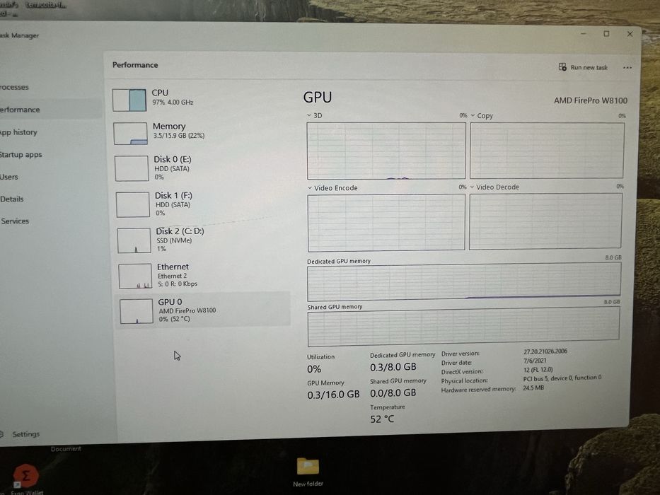 Pc Ryzen 5 3600 / 16gb Ram/8Gb ddr5 Amd firepro profesional