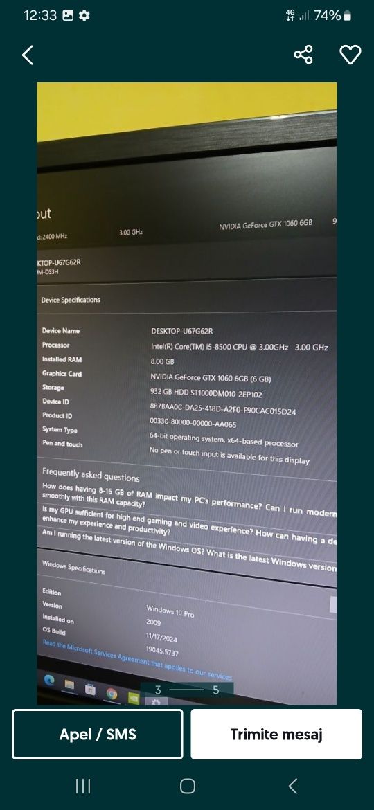 PC GAMING GTX 1060 6GB I5 8500