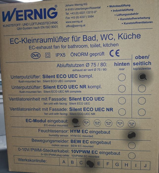 Вентилатор за вграждане Wernig Silent Eco