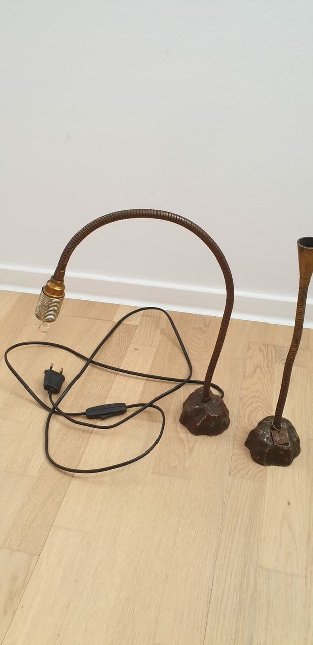 Set lampa veioza si sfesnic Tom Kater vintage colectie bronz