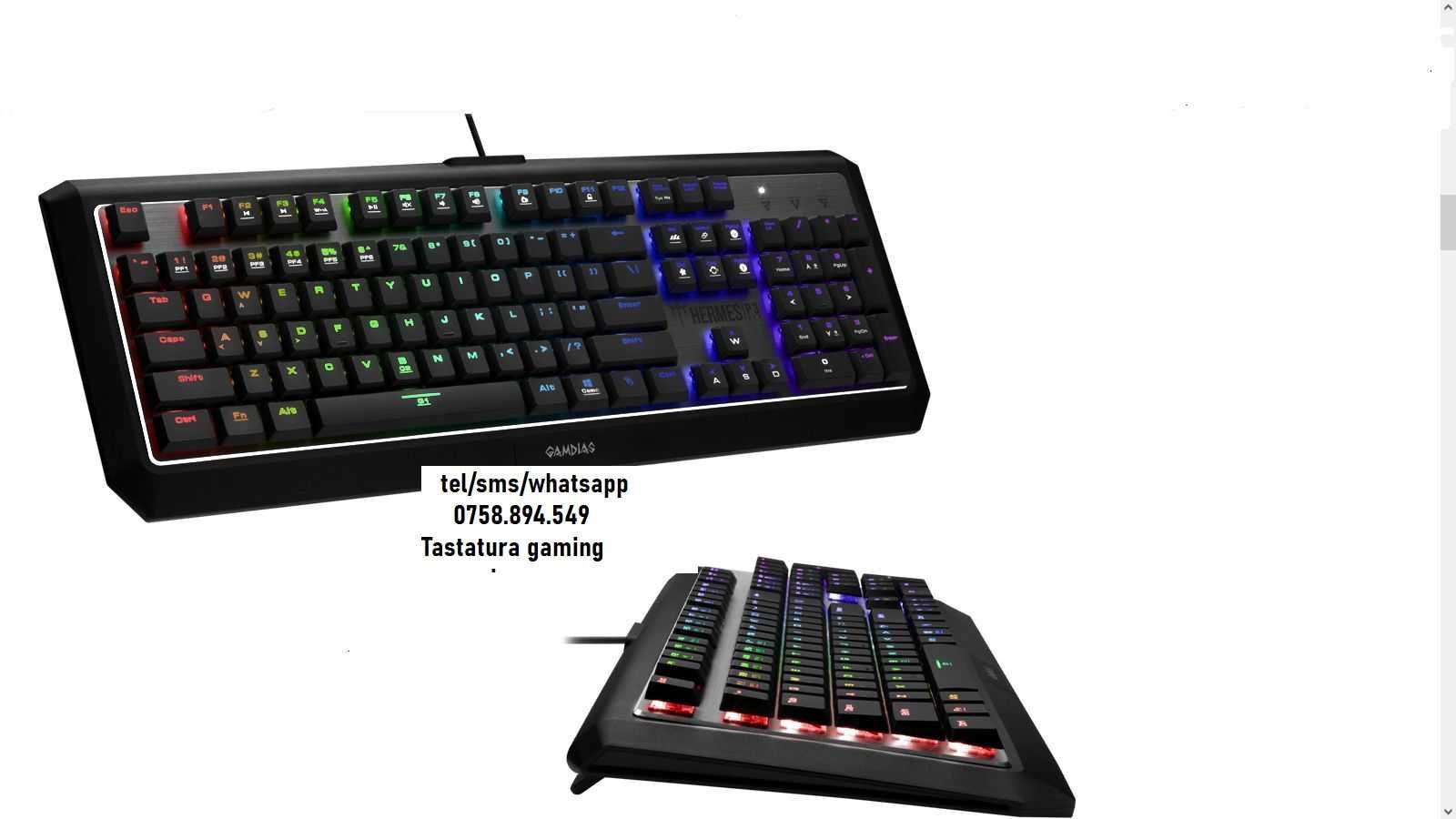 Tastatura mecanica gaming model Hermes P3 iluminare RGB