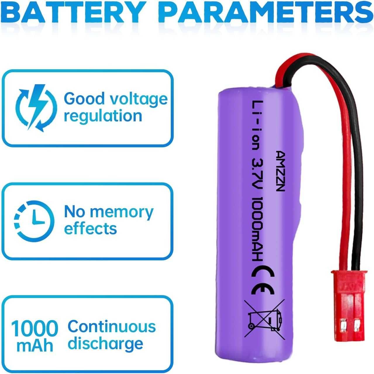 2 бр. 3.7V 1000mAh литиево-йонна батерия