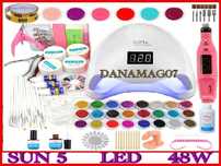 Kit MANICHIURA unghii false gel color lampa UV 48 W, freza electrica