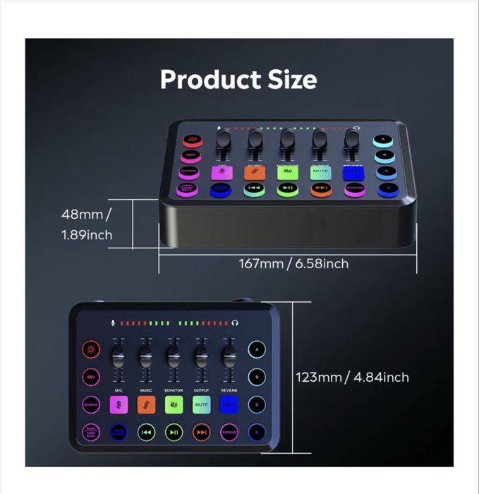 Placa de sunet Mixer audio Studio live profes, cu 5 canale, Bluetooth
