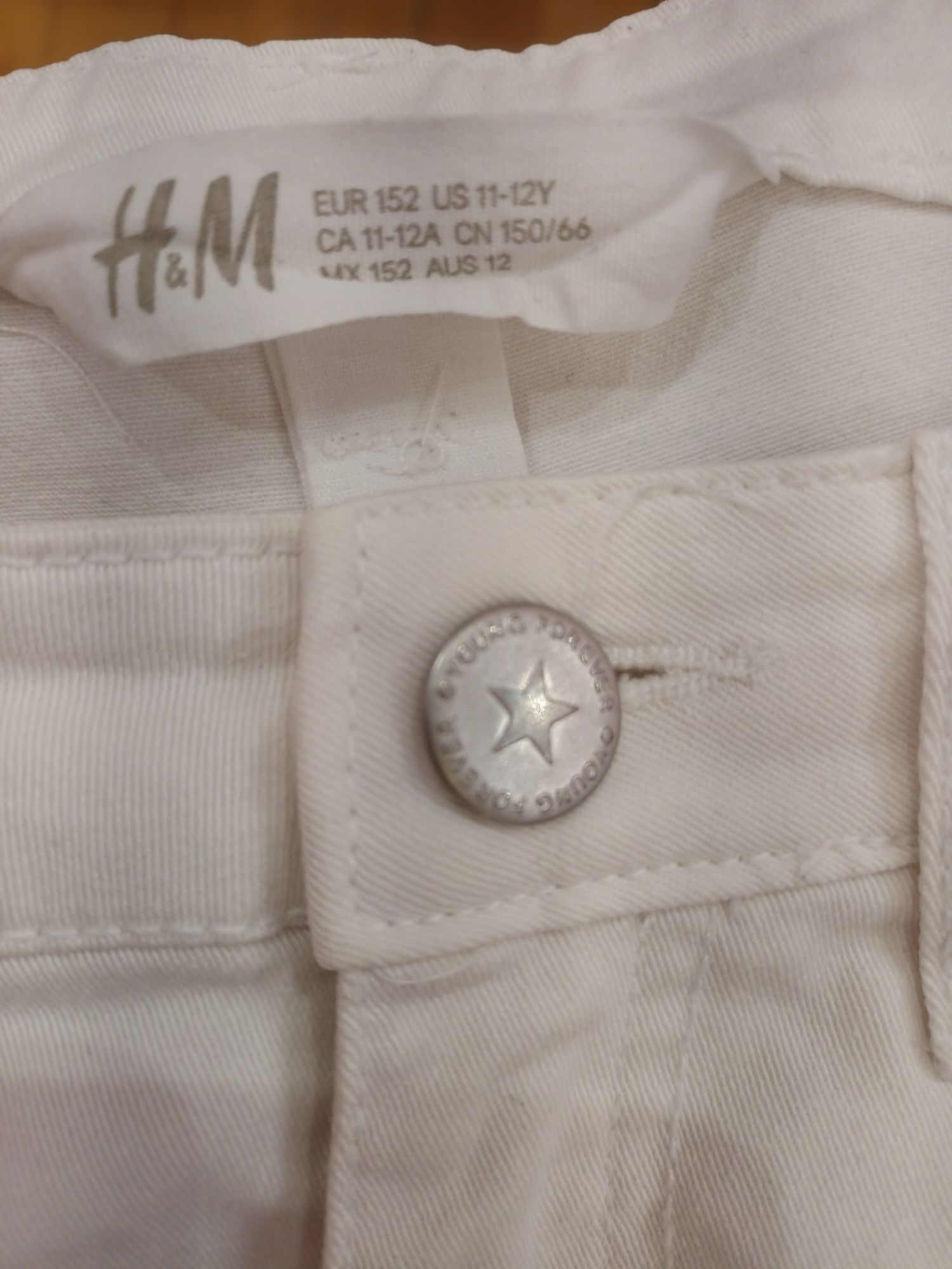 Детски бели дънкови панталонки H&M ,152 см