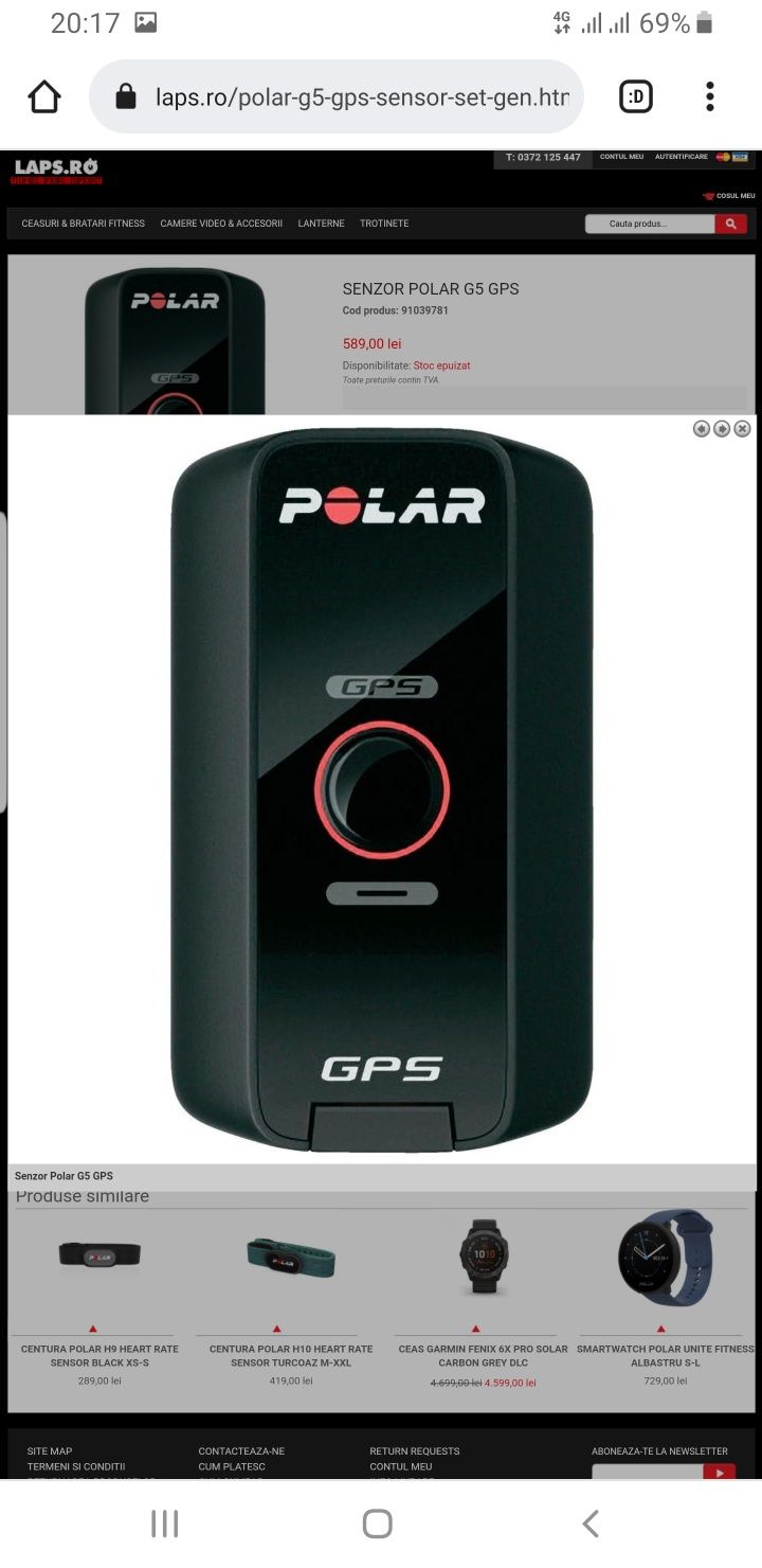Senzor GPS Polar G5 pt RS800CX, RCX3, RCX5, CS500+, CS600X