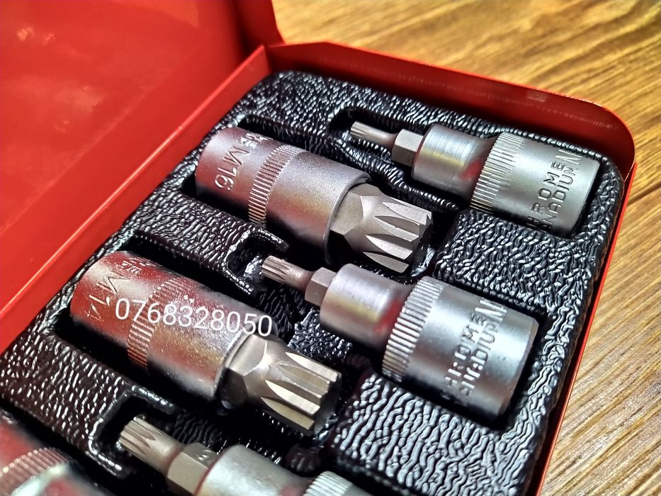 Trusa chei tubulare 1/2 cu spline 9 piese, M 4 - 16