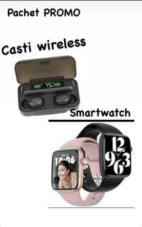 Pachet PROMO! Casti Wireless + Smartwatch