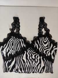Shein lace zebra top
