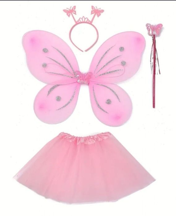 Led Комплект Пеперуда, 4 части, светеща пола с крила, пръчка и диадема