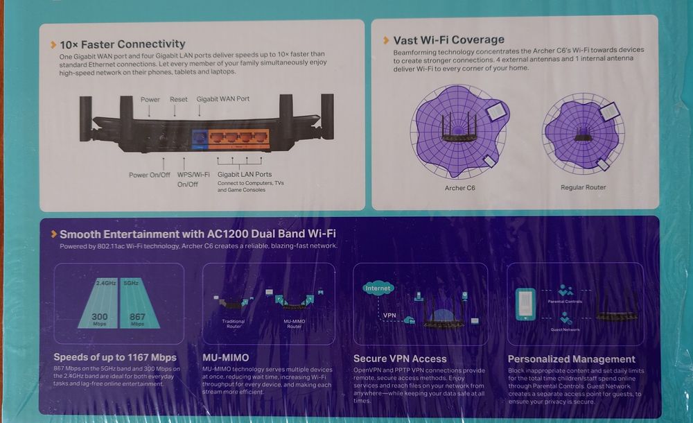 Router wi-fi  Gigabit, TP-link AC1200