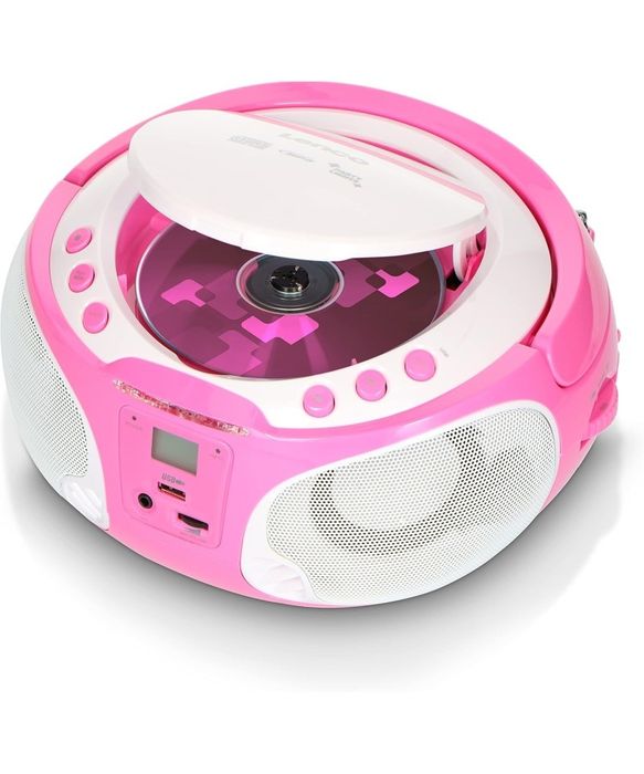 Radio portabil cu CD, USB, roz, Lenco SCD-650