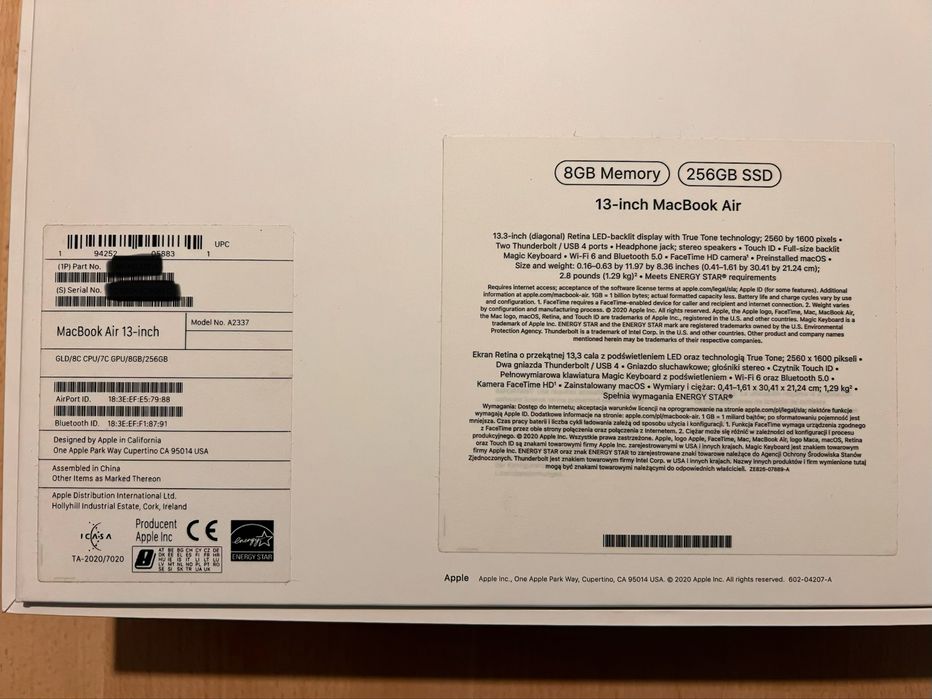 Apple Macbook Air 13" M1 8GB 256GB Rose Gold, factura, impecabil