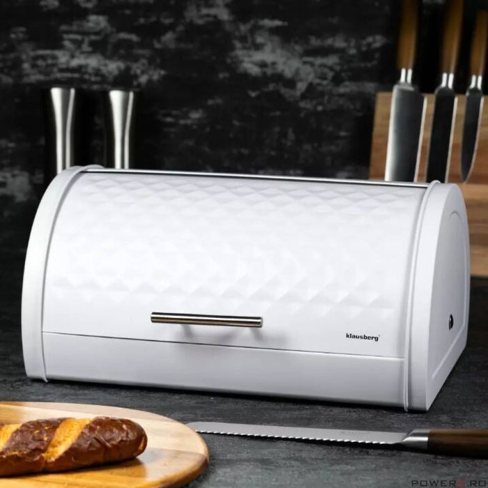 Cutie pentru paine, otel inoxidabil, 38x28x18,5 cm, alba, Klausberg