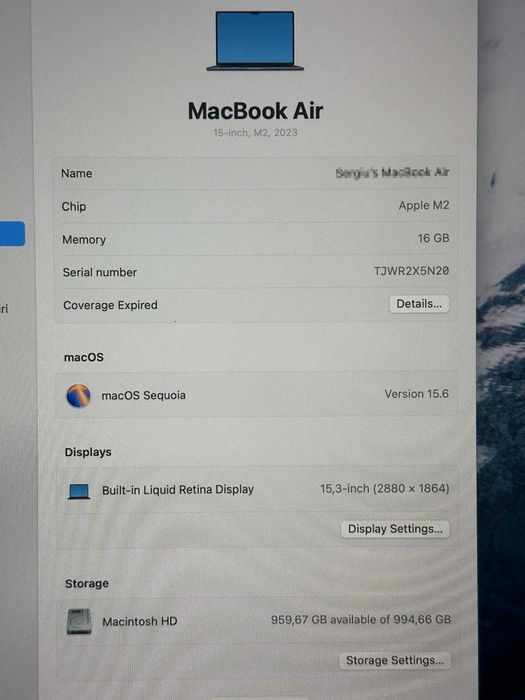 Apple MacBook Air 15" M2, 8 nuclee CPU si 10 nuclee GPU, 16GB, 1TB SSD