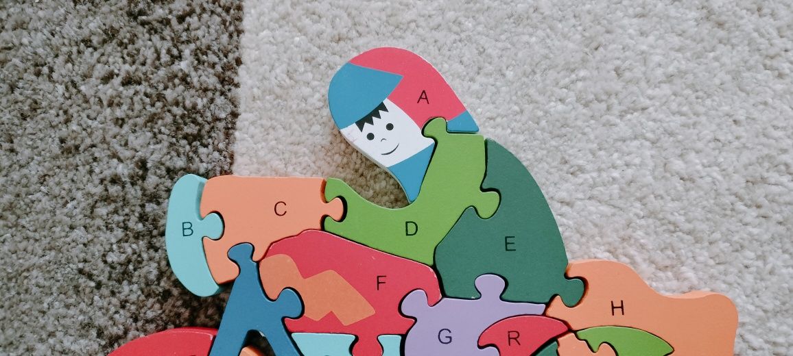 2 puzzle lemn copii Montessori