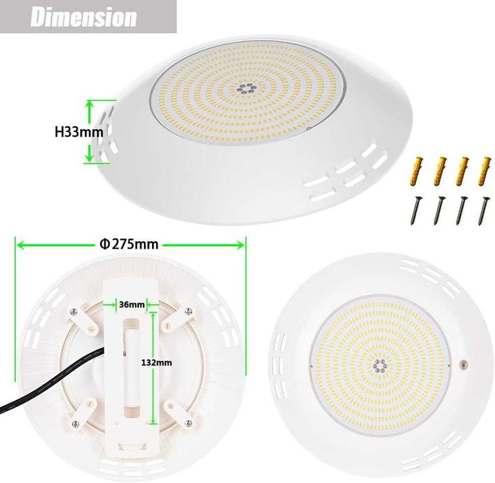 НОВ! Ултратънък LED Прожектор за басейн, IP68, 2800lm, 35W