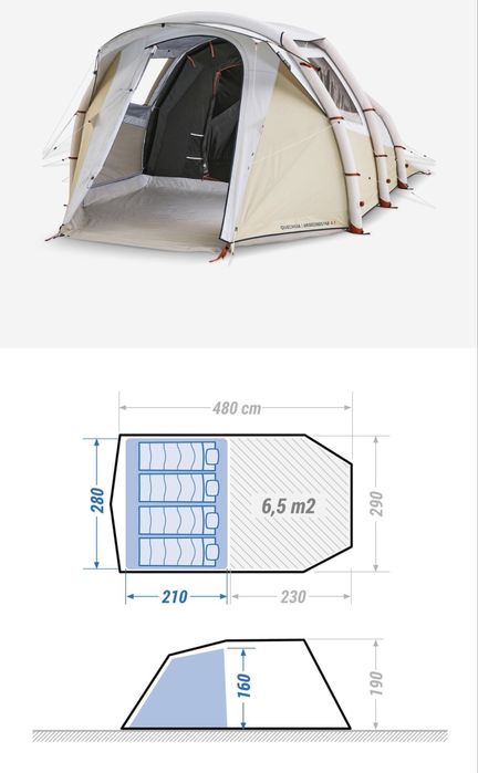Cort camping 4 persoane gonflabil Air Seconds fresh&black!