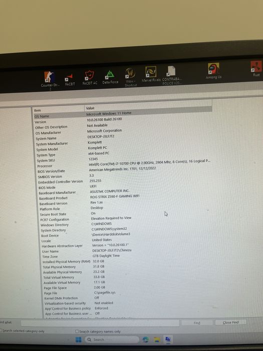 PC Gaming i7-10700 , 1080TI 11GB , 32 gb ram , rog strix z590-F gaming