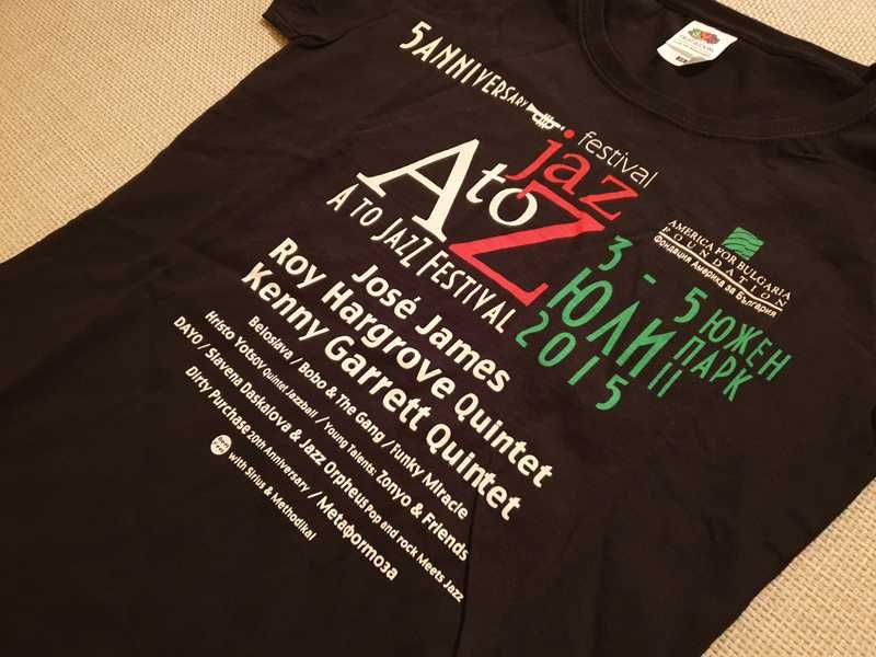 Оригинална черна дамска тениска 5 Anniversary А to JazZ Festival