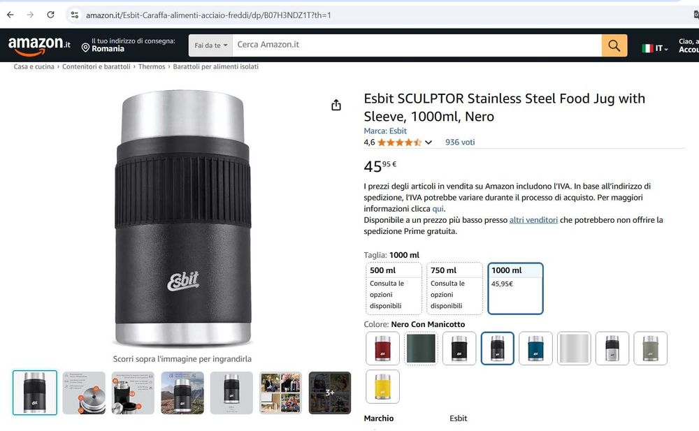 Termos Esbit SCULPTOR pentru alimente, din oțel inoxidabil, 1000 ml