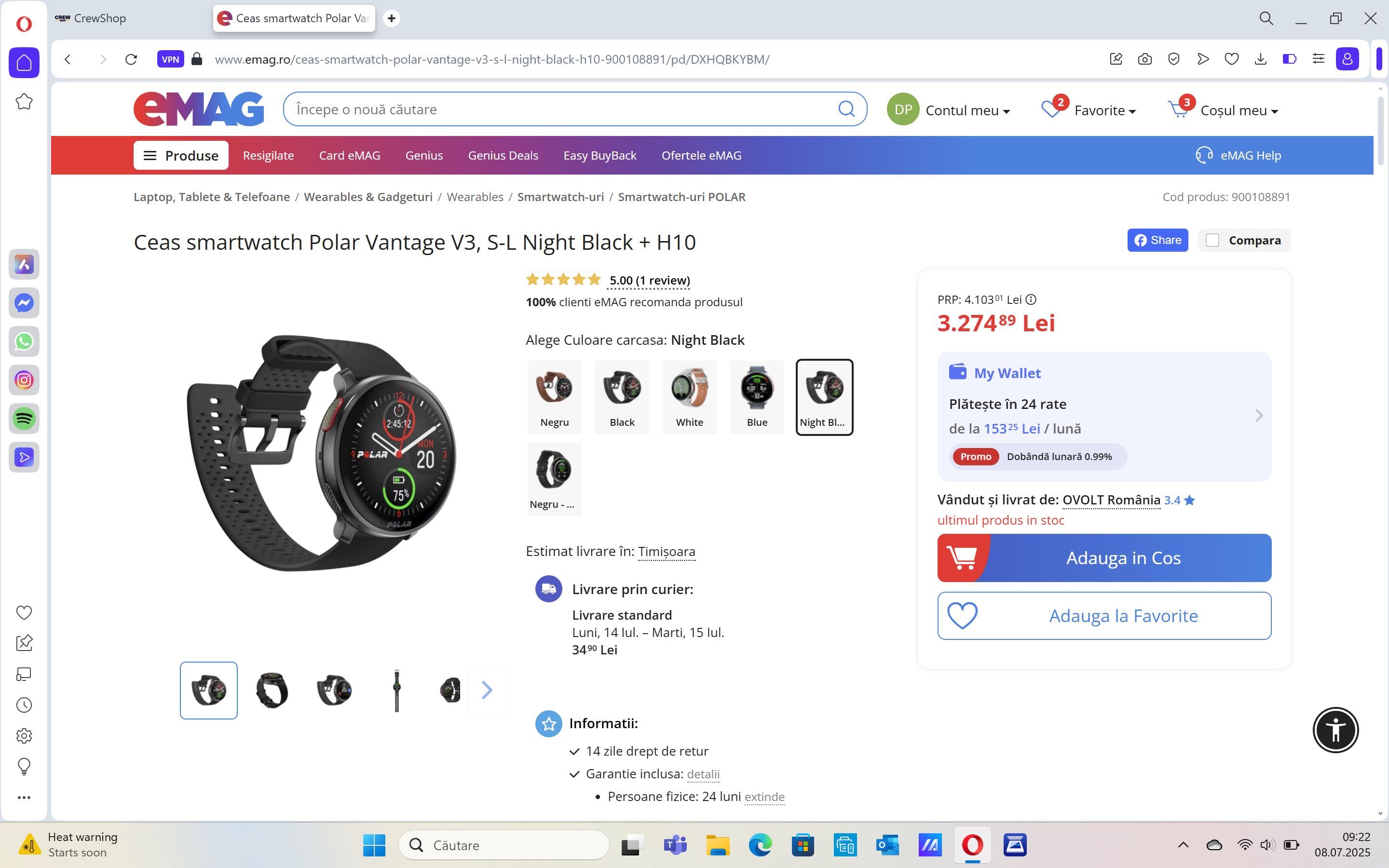 Ceas smartwatch polar vantage v3
