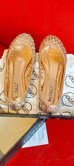 Balerini auriu cu argintiu eleganți aerisiți auriu cu argintiu nr 36