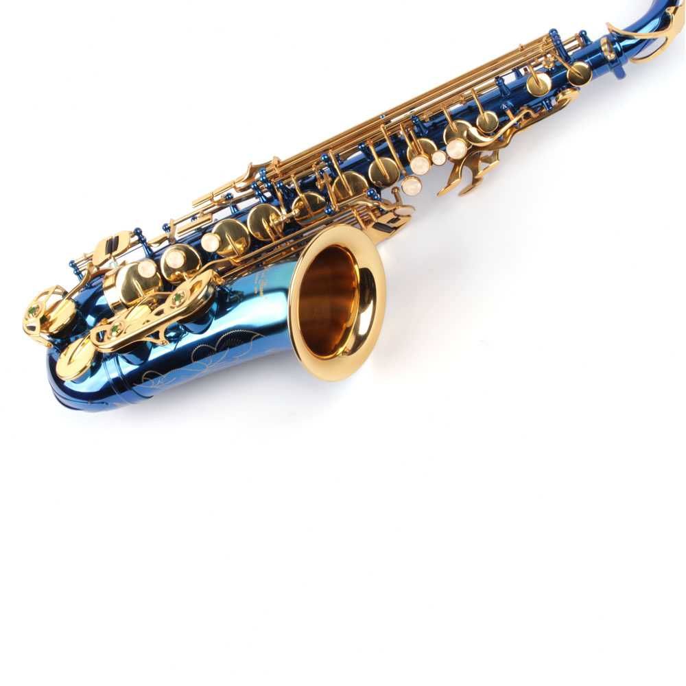 Saxofon Alto Karl Glaser ALBASTRU+AURIU NOU curbat Saxophone Germania