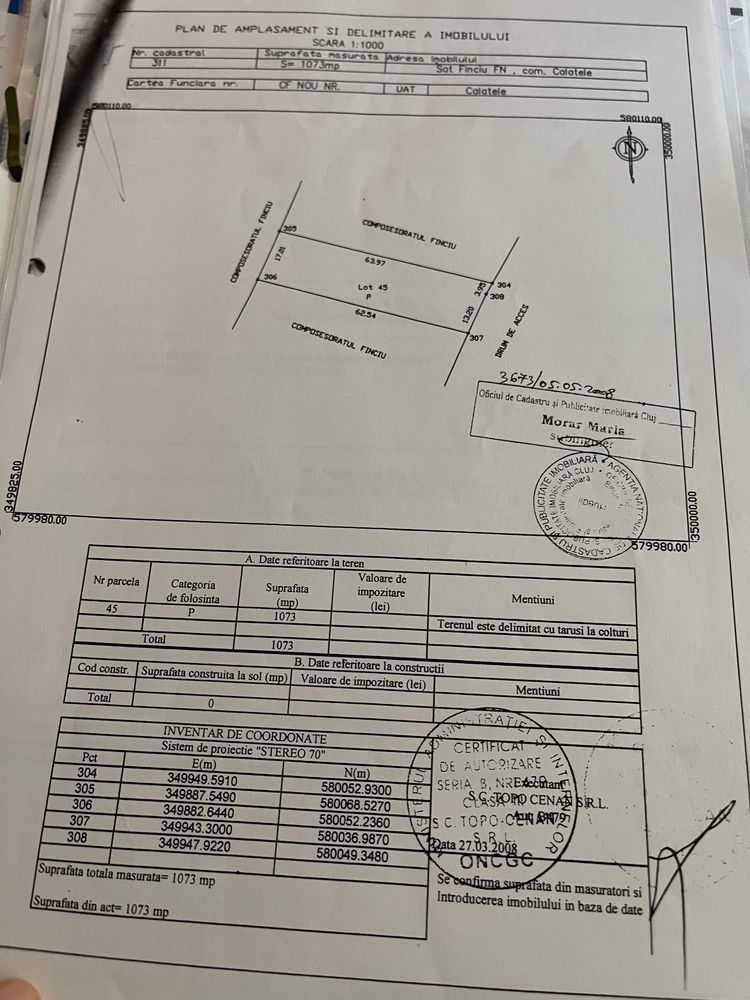 Cesionez concesiune teren in localitatea Finciu