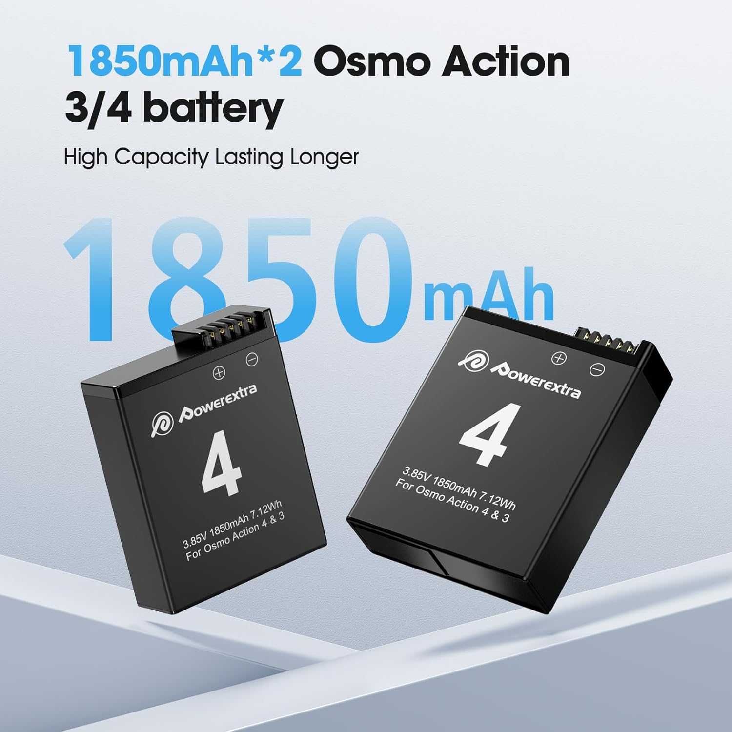 Комплект батерии и зарядно DJI Osmo Action 4 и 3 от Powerextra