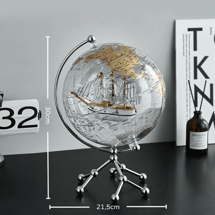 Глобус вращающийся с кораблём и подсветкой