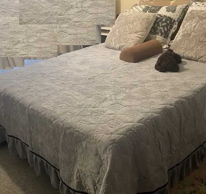 Set pat elegant din catifea – cuvertură + fețe de pernă- Noi!