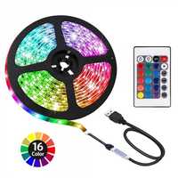 Kit TV banda led strip 5 metri USB RGB 16 culori telecomanda