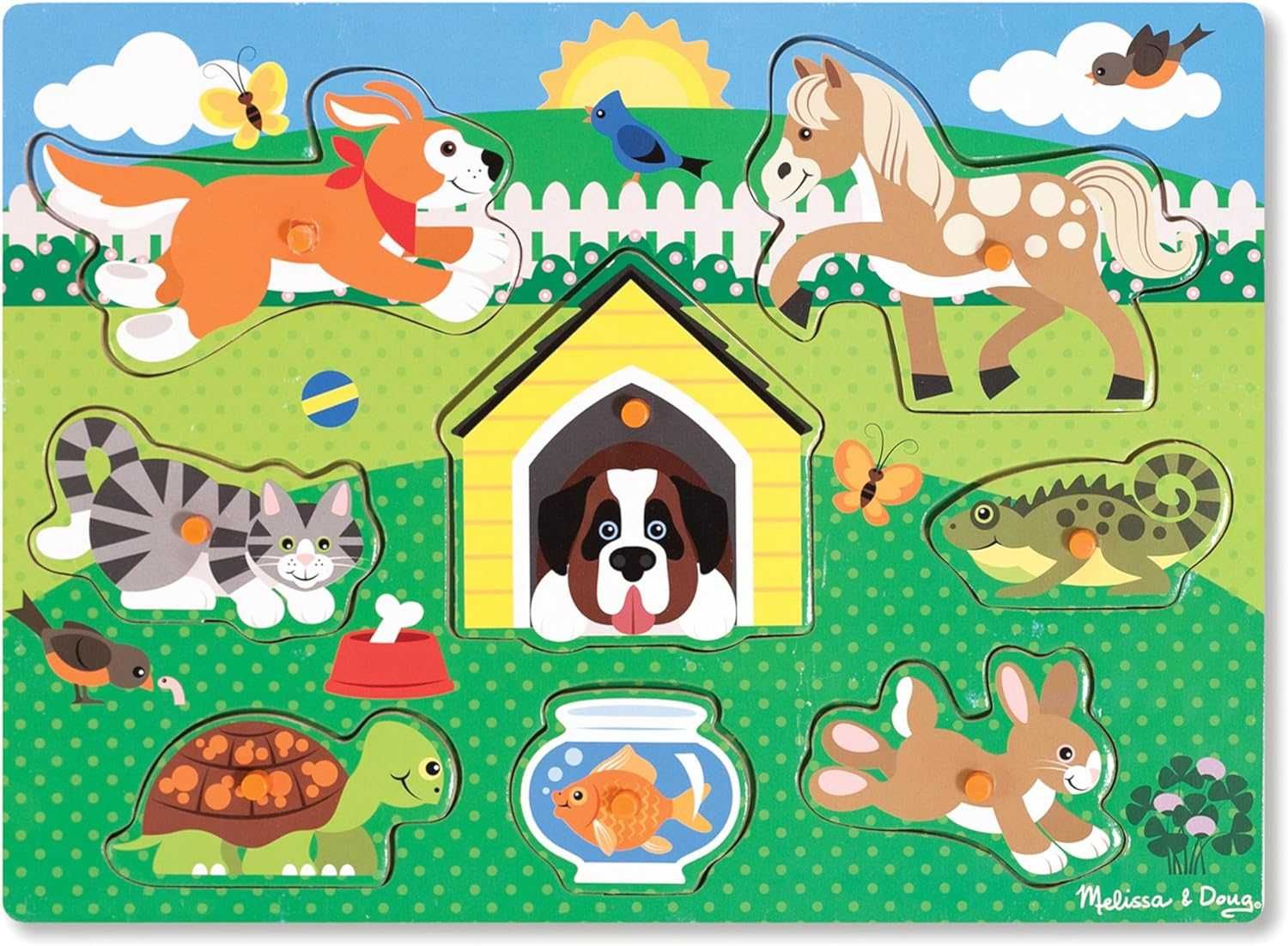 Дървена дъска за активности Дървен пъзел Melissa & Doug - 6 вида
