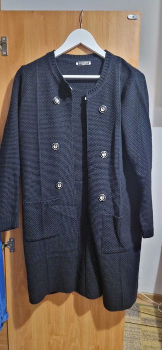 Cardigan lung, dama, bleumarin, Material: acrilic, lana