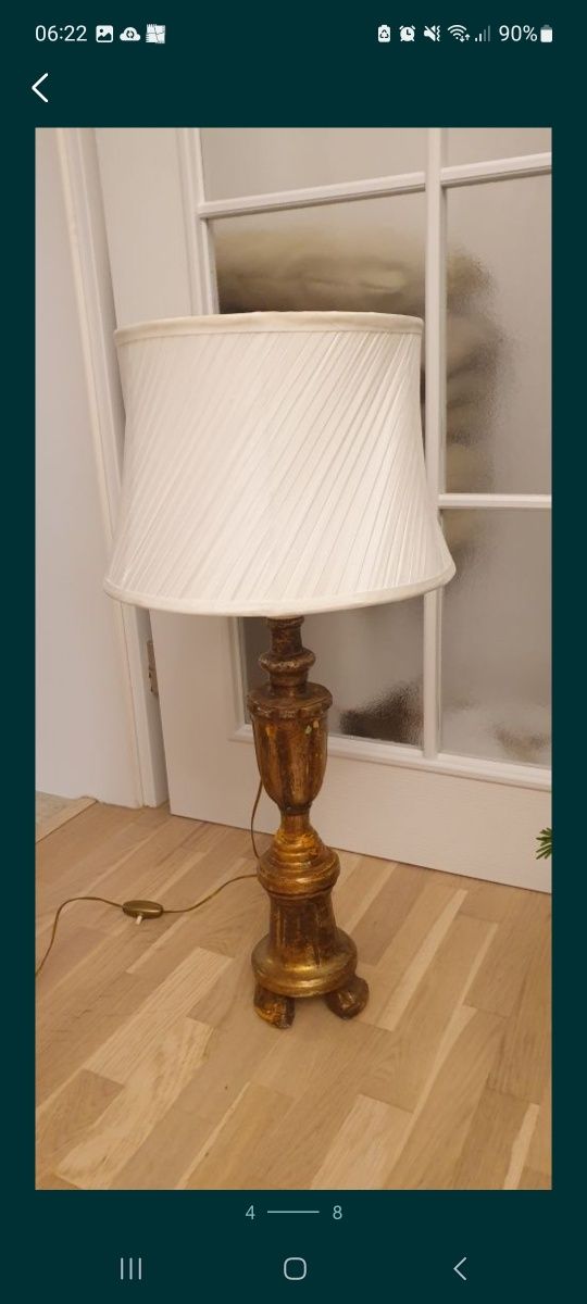 Lampa veioza vintage colectie lemn aurit Italia 1860