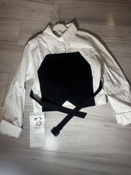 Bluza camasa cu top negeu din bumbac