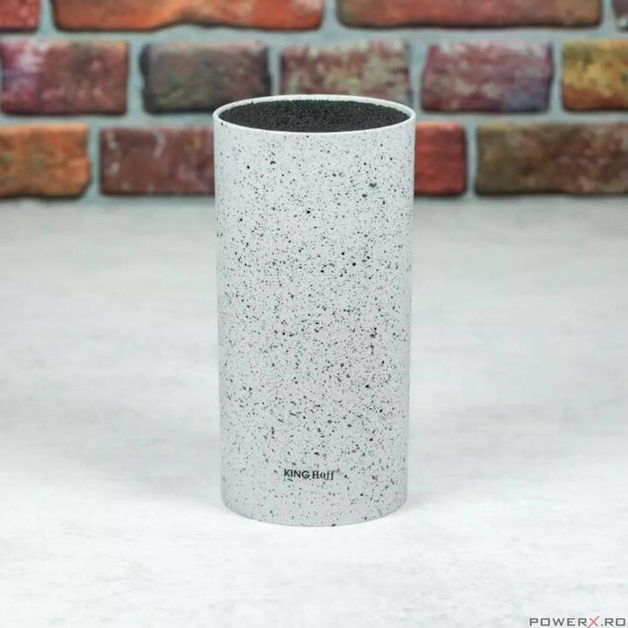 Suport pentru cuțite rotund, 11x22cm, alb marmorat, KingHoff