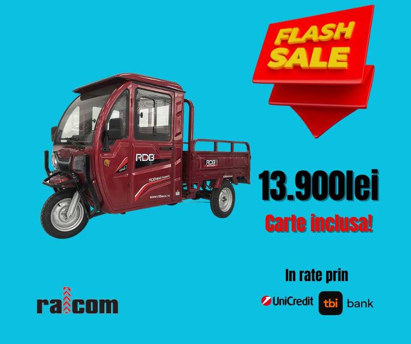 Triciclu electric cu cabina si bena RDB MAX KLASS 4
