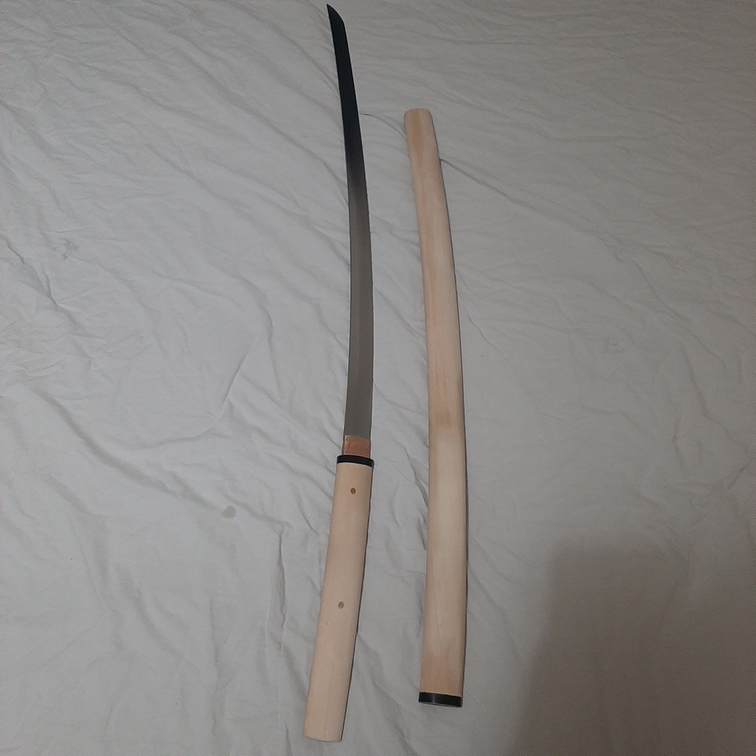 Катана sword самурайски меч прегъвана стомана ширисая истински Хамон