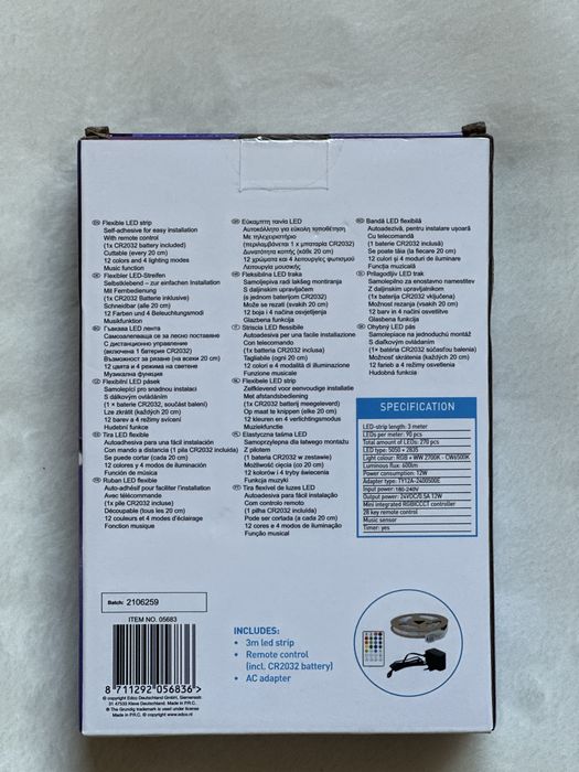Bandă LED Grundig 3 m RGB + Tunable White, flexibilă, telecomandă