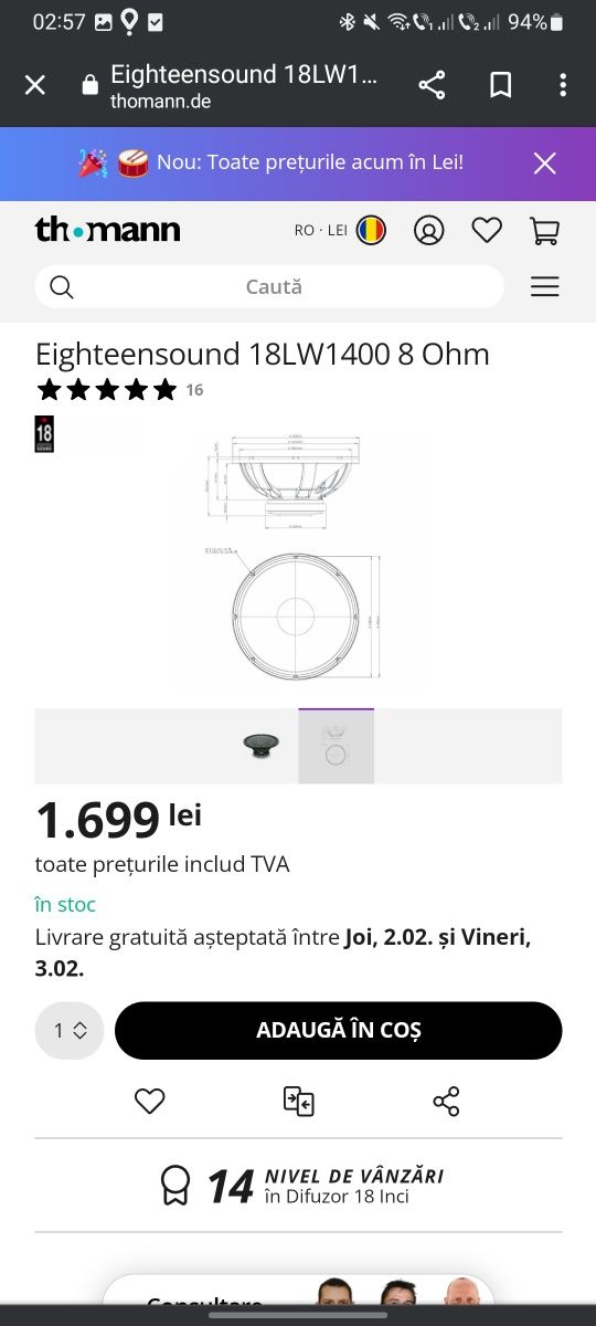 Vând  difuzoare b&c LW 1400  dynacord xa boss vl top