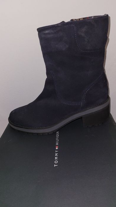 Cizme medii velur Tommy Hilfinger