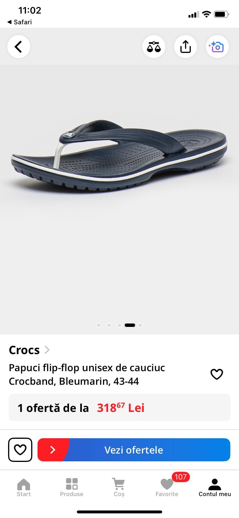 Șlapi damă Crocs 38/39 (M6-W8)