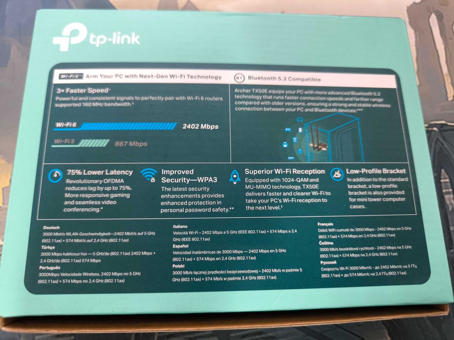 Placa de retea TP-Link Archer TX50E, AX3000, Wi-Fi 6, BT 5.0 PCle