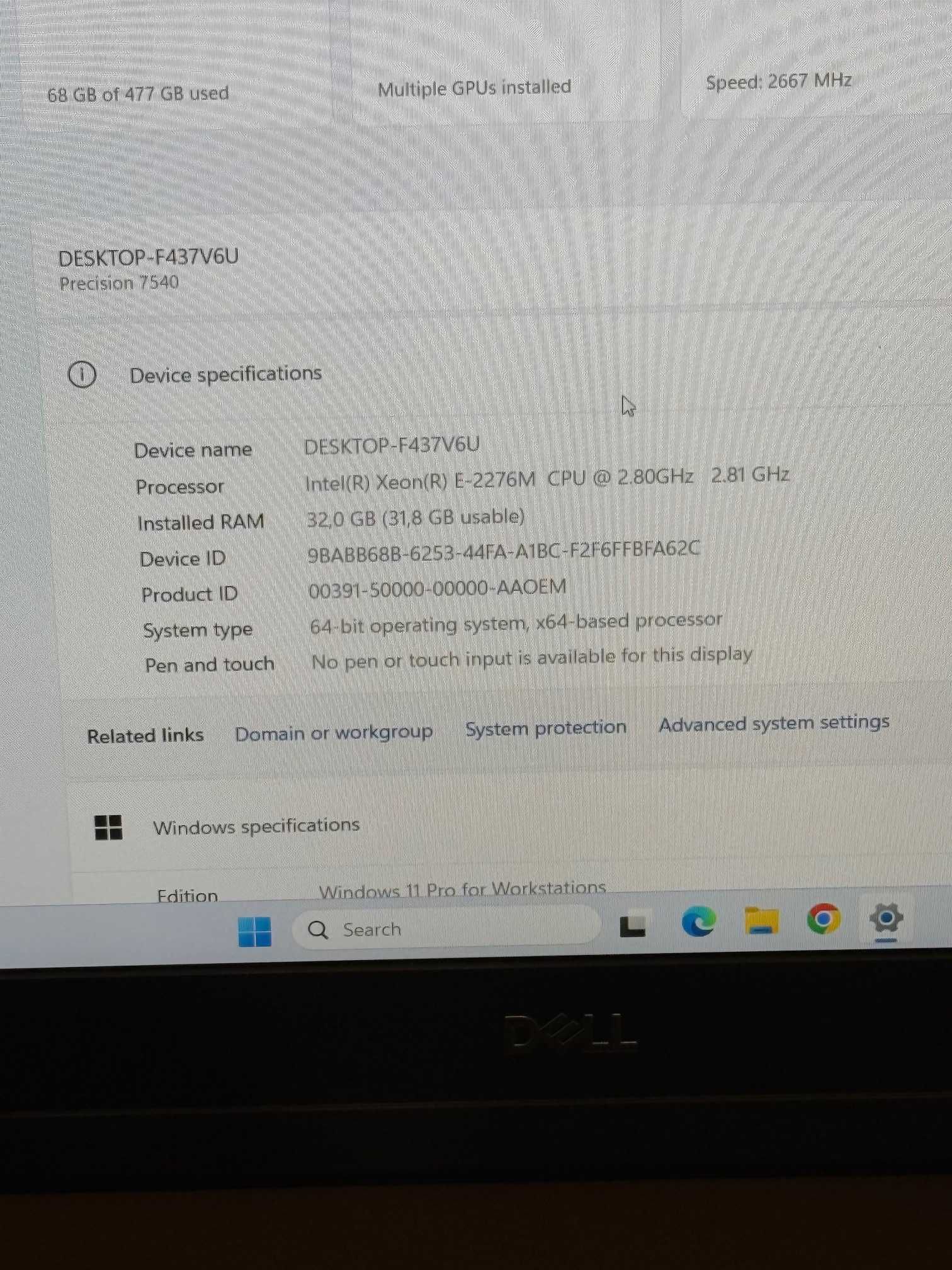 Dell Precision 7540 Intel Xeon/32RAM/512SSD/RTX3000