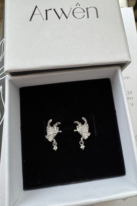 Сребърни обеци пеперуди