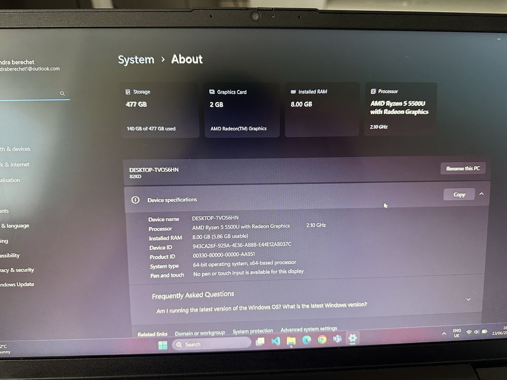 Lenovo V15 G2 ALC – Ryzen 5 / 8GB / 512GB SSD