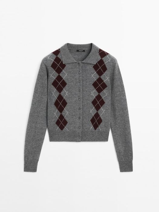 Cardigan Massimo Dutti cu romburi